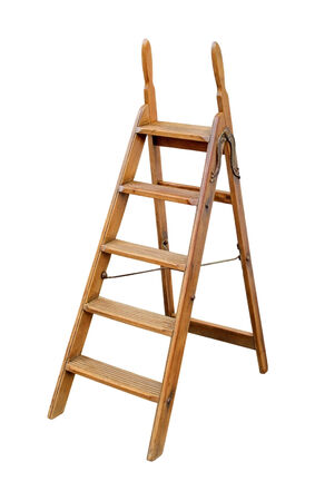 Small wooden ladder isolated with clipping path includedの写真素材