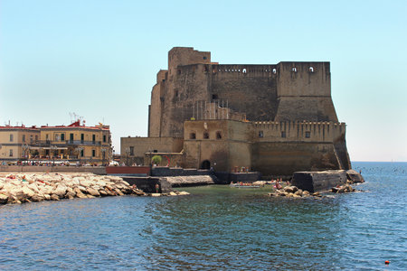 NAPLES, ITALY - June 22, 2014; Seaside castle dell Ovo on the former island of Megaride in the Gulf of Naples, Italyのeditorial素材