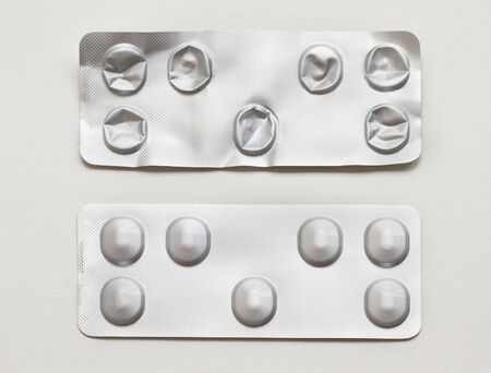 Two silver tablets blisters used and newの写真素材
