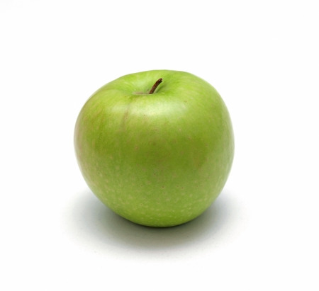 Fresh organic green apple on white backgroundの写真素材