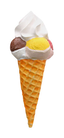 Tasty ice cream cone isolated with clipping path includedの写真素材