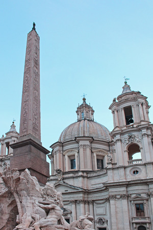 Fontana dei Quattro Fiumi in the Piazza Navona in Romeの写真素材