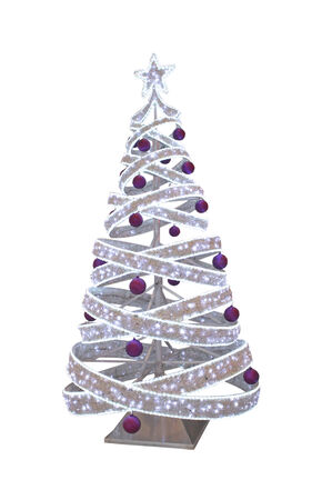 Shiny lights Christmas tree isolated with clipping path includedの写真素材