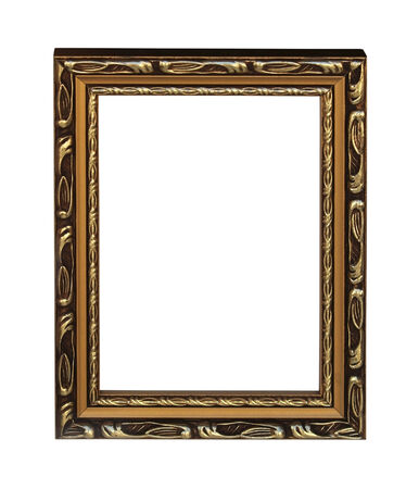 Vintage frame with gold ornaments isolated with clipping path includedの写真素材