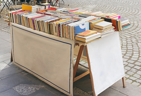 Second hand books sold on vintage street fair