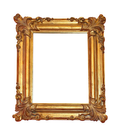 Shiny vintage golden frame isolated with clipping path includedの写真素材