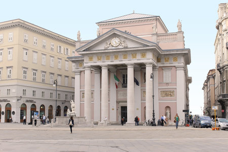 TRIESTE, ITALY - October 13; Stock Exchange Palace on Piazza della Borsa in Trieste, Italy - October...