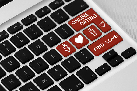 Computer keyboard symbols showing concept of internet datingの写真素材