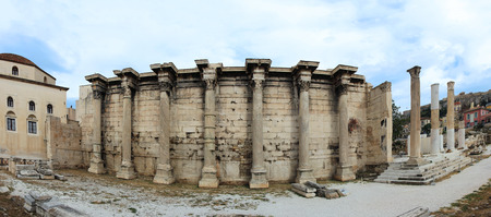 Famous landmark Hadrian's Library was created by Roman Emperor Hadrian in AD 132 in Athensの写真素材