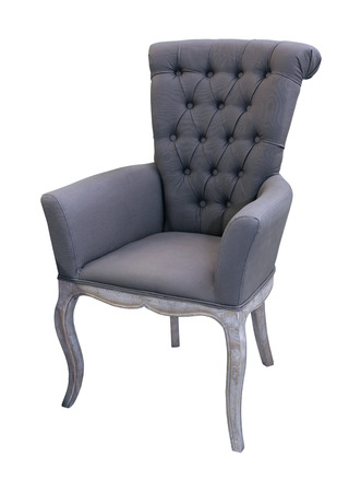Vintage gray chair isolated with clipping path includedの写真素材