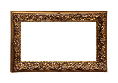 Decorative golden frame isolated with clipping path includedの写真素材