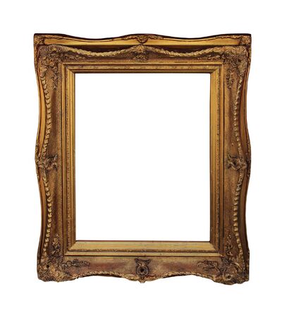 Decorative vintage golden frame isolated with clipping path includedの写真素材