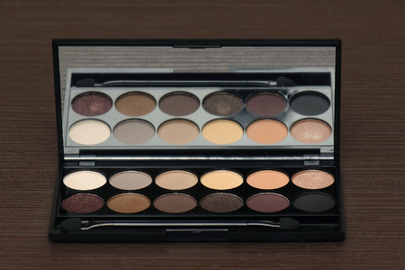 Eye shadows makeup palette with warm shadesの写真素材