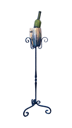 Retro champagne ice bucket stand isolatedの写真素材