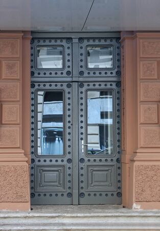 Heavy metal retro large closed exterior doorの写真素材