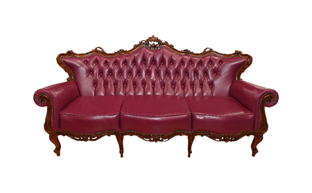 Vintage leather couch isolated with clipping path includedの写真素材