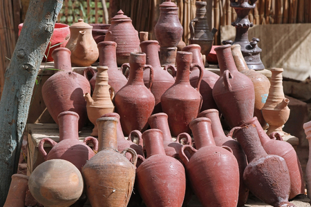 Ancient old dusty pottery Roman amphoras vasesの写真素材