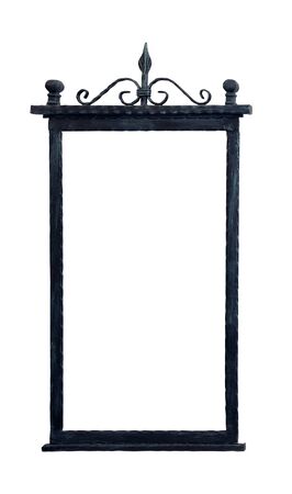 Aged black iron metal frame isolated with clipping path includedの写真素材