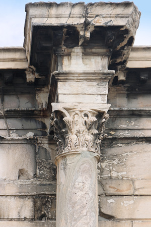 Architecture ancient old stone column top detailの写真素材