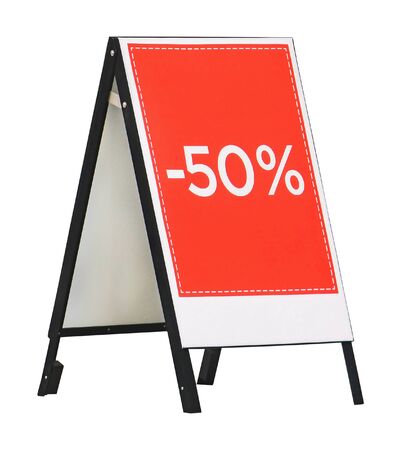 Street board with sale promotion isolated with clipping pathの写真素材