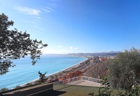 French Riviera seaside coast beach in Niceの写真素材