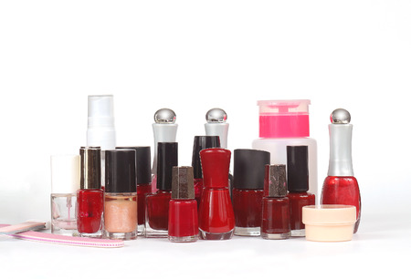 Nail polishes and other accessories for manicureの写真素材