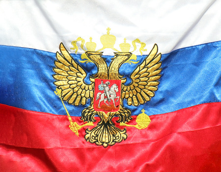 Old Russian Federation flag back in the use todayの写真素材