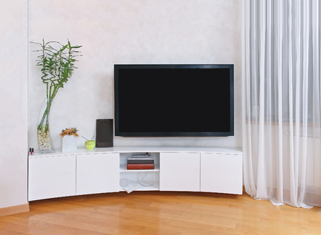 Large flat screen TV inside modern interiorの写真素材