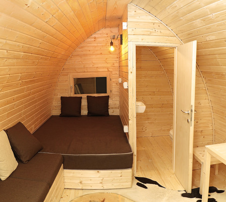 Small home minimal living with wooden interiorの写真素材