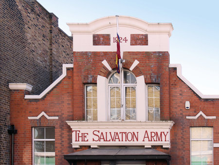 London, UK - February 06: Salvation Army branch on Portobello Road in London, UK - February 06, 2015; The Salvation Army is an international movement of Evangelical part of the Christian Church founded in 1865 with aim to help people in need..のeditorial素材