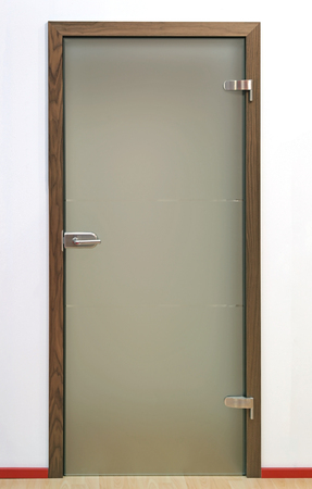 Closed glass door inside modern interiorの写真素材