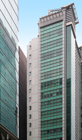 Tall buildings with glass facades in Hong Kongの写真素材