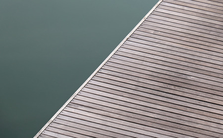 Wooden edge platform of swimming pool exteriorの写真素材