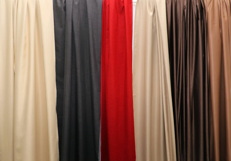 Colorful silky fabric textures used for drapesの写真素材