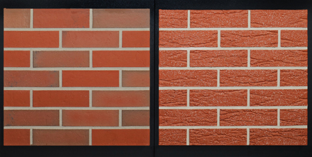 Two brick wall patterns texture backgroundsの写真素材