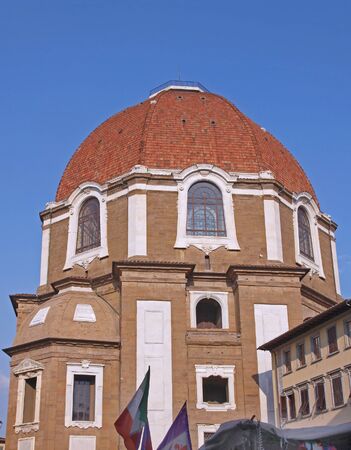 Exterior view of Medici chapel in Florence located in Basilica of San Lorenzoの写真素材