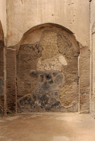 Ancient wall texture in old part of Naples in Italyの写真素材