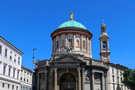 Ciesa Preposituale Santa Maria church in city of Bergamoの写真素材
