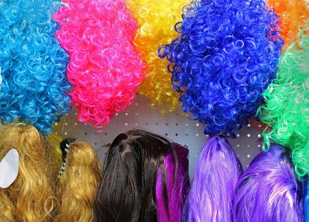 Synthetic curly and strait styles hair colorful wigsの写真素材