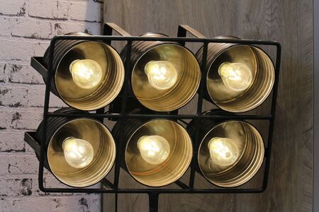 Vintage reflector hot lights on metal standの写真素材