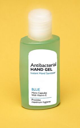 Antibacterial hand gel sanitizer in plastic bottle as protection against virus epidemicの写真素材