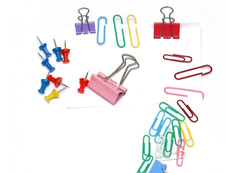 Office and school stationery objects on white backgroundの写真素材