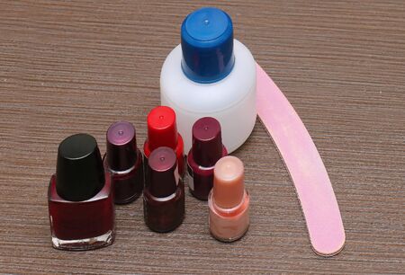 Nail polish set with file for manicureの写真素材