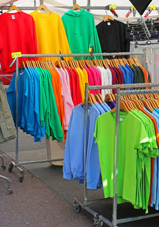 Colorful fashion short sleeve shirts sold on marketの写真素材
