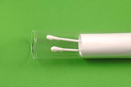 virus pcr swab test samples inside transparent tubeの写真素材