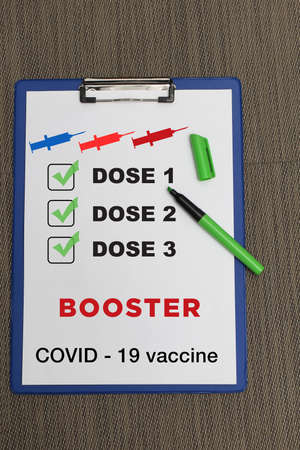 List of Covid-19 vaccine doses used for fighting against coronavirus on a paperclipの写真素材