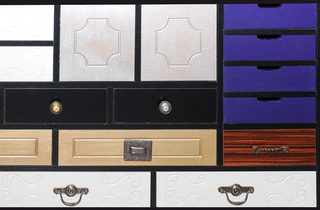 Front of vintage wooden chest of drawers decor furnitureの写真素材