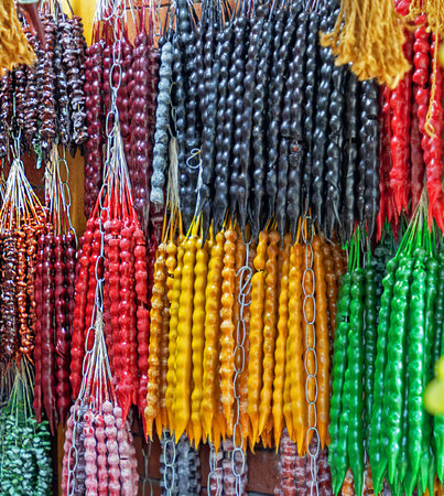 Churchkhela traditional Georgian dessert sold on market outdoorsの写真素材