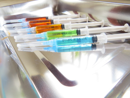 Colorful Medical Syringesの写真素材