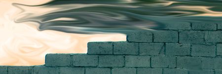 bricks with green flamesの写真素材